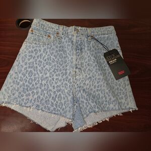Levi's Women's Ribcage Blue Animal Print Jean Shorts
